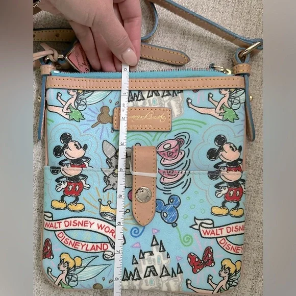 Dooney & Bourke Disney Sketch Mickey Mouse Crossbody Bag - Blue & Tan excellent - Picture 12 of 12